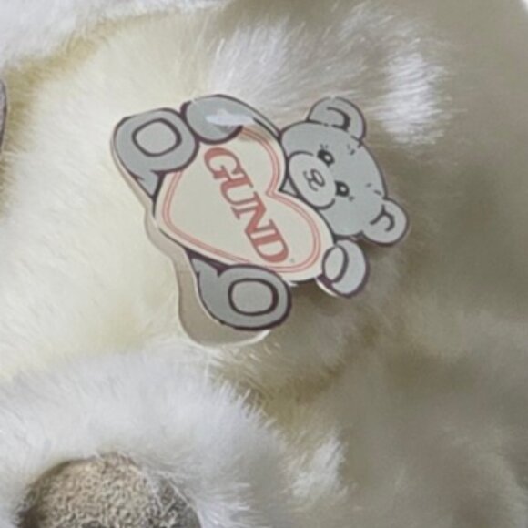 GUND White Bunny Plush Stuffed Rabbit Gold Heart Tag NWT Vintage Style Soft Toy - Picture 9 of 12